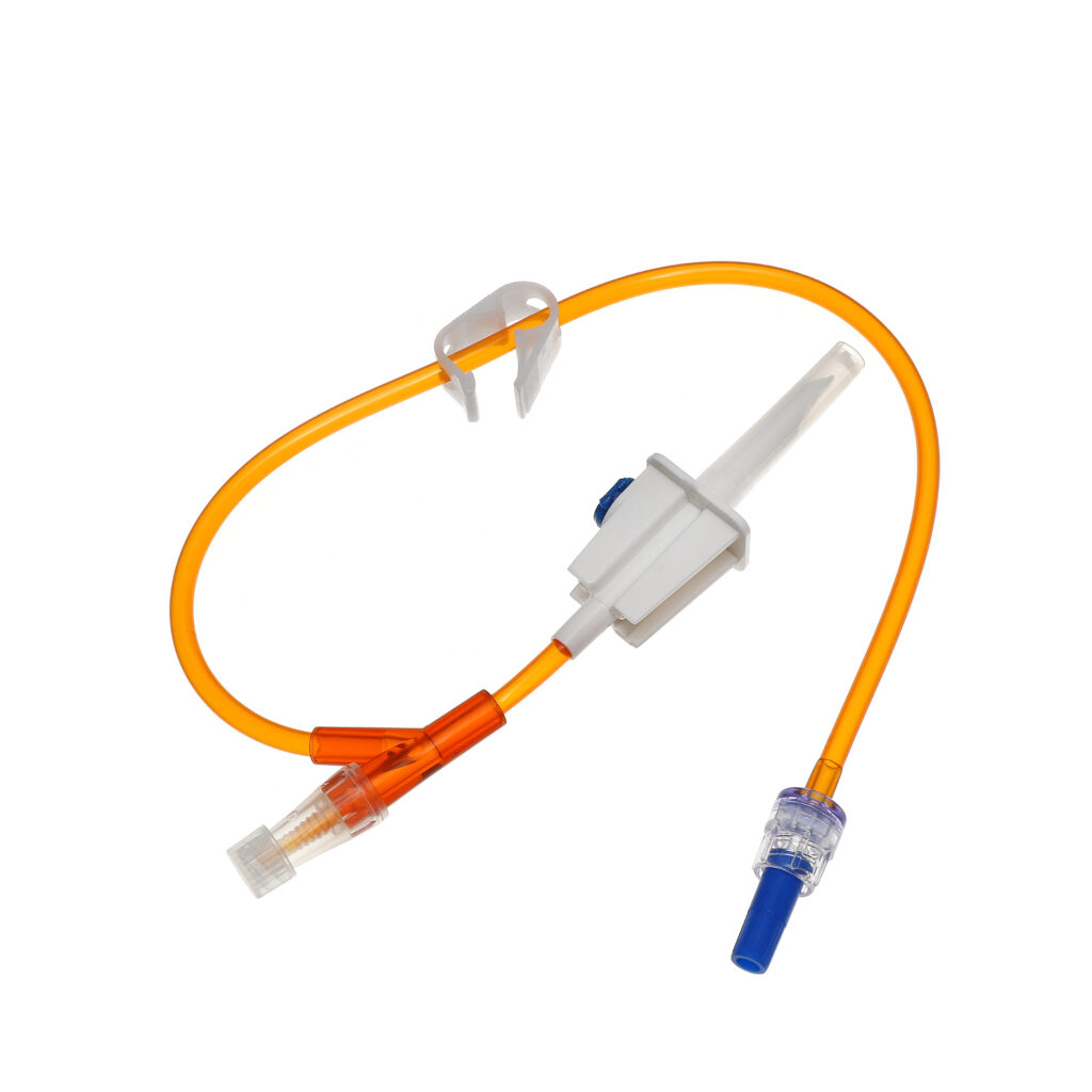 Plastic Medical Vented IV Spike with Cap, Filter, and Female Luer Lock