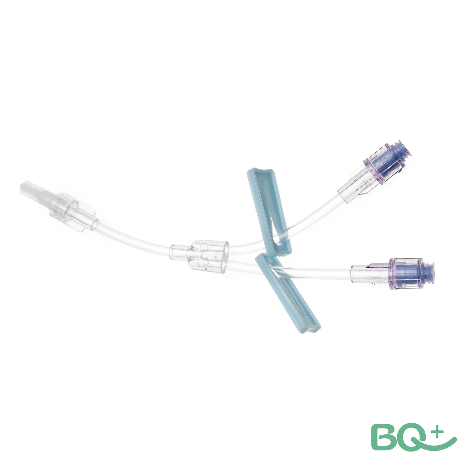BQ Plus two-way needle-free extension set on a white background