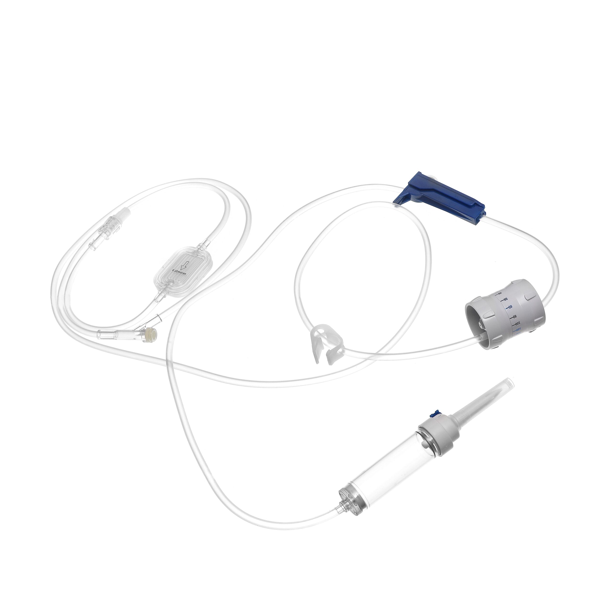 BQ Plus flow-regulated infusion set on a white background