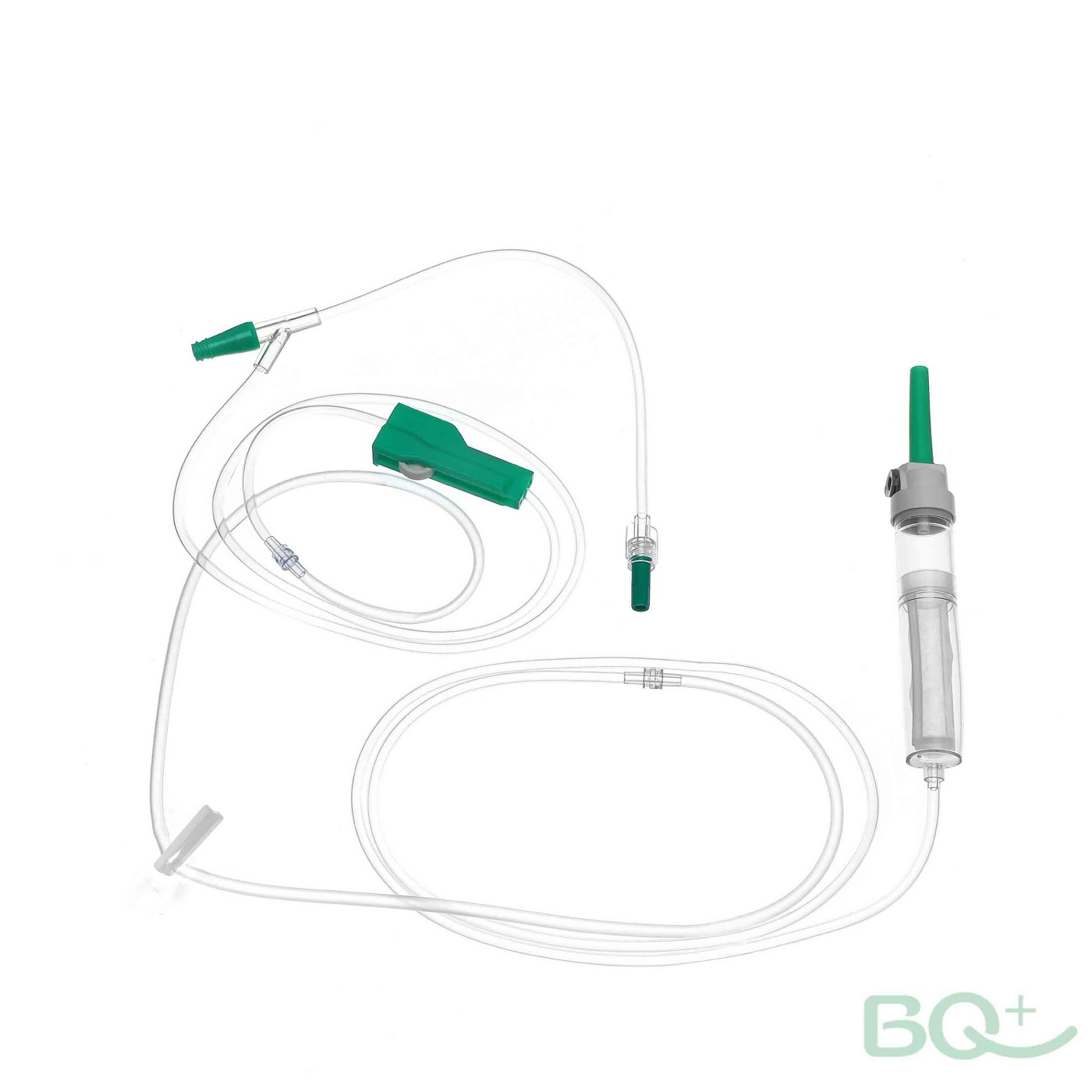 Representative single-chamber blood transfusion set with additional access branches