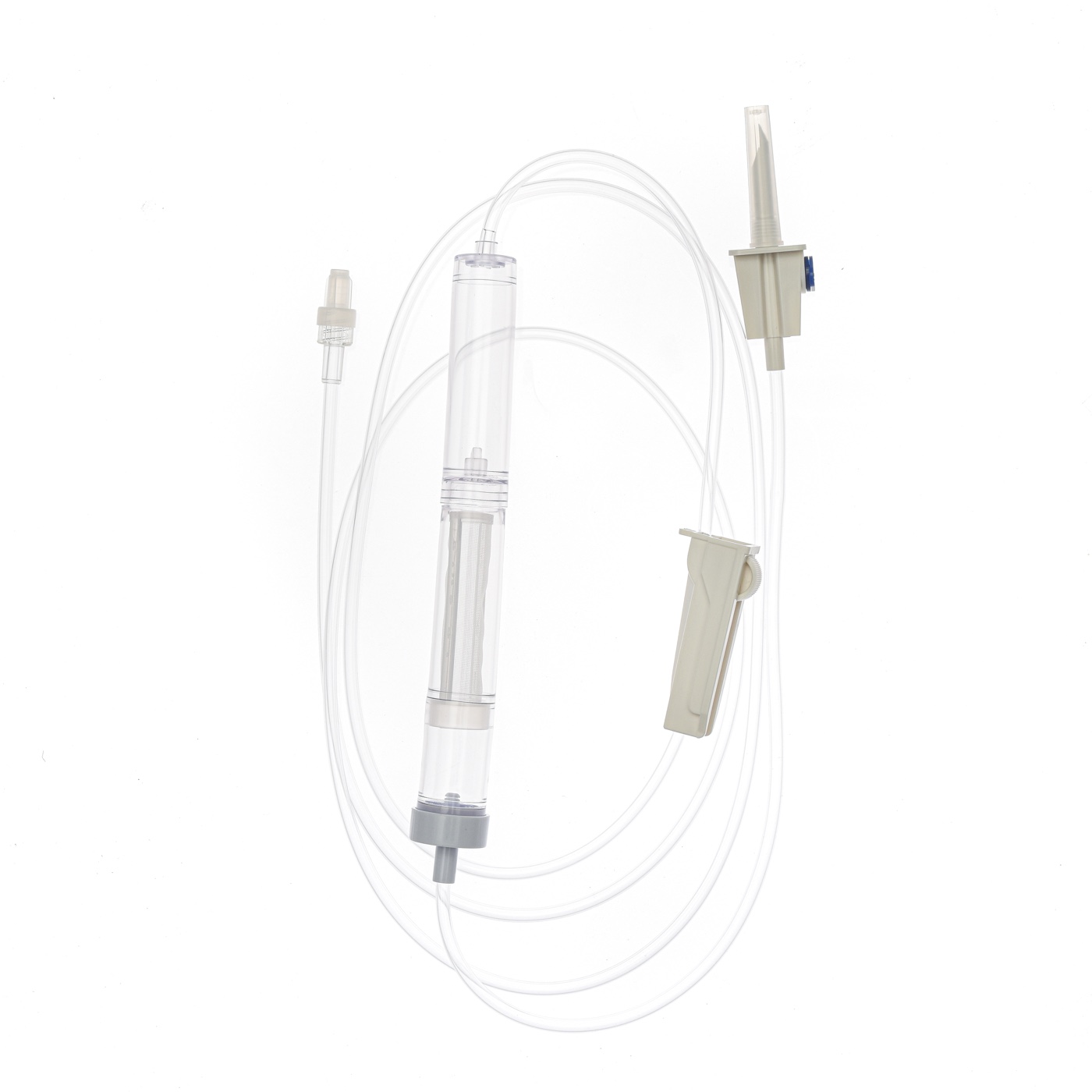 Representative single-inlet double-chamber blood transfusion set